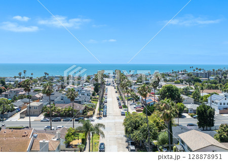 Aerial view of Pacific Beach and Ocean in San Diego, California Aerial view of Pacific Beach and Ocean in San Diego, California 128878951