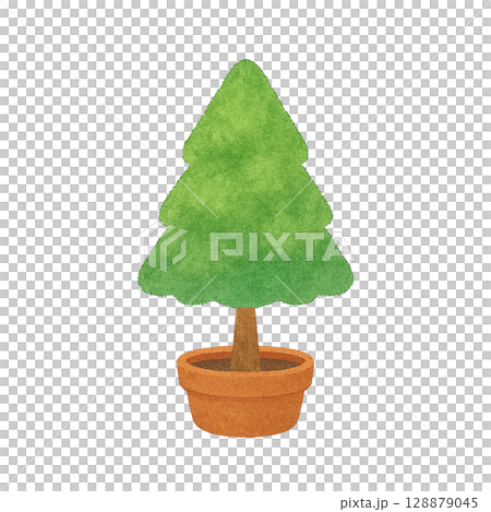 Potted fir tree illustration (PNG cutout) 128879045