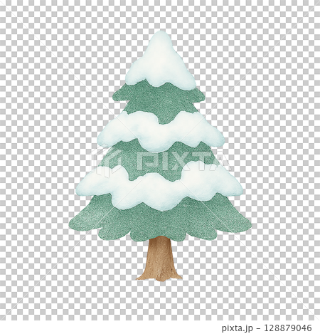 Snow-covered tree illustration (PNG cutout) 128879046