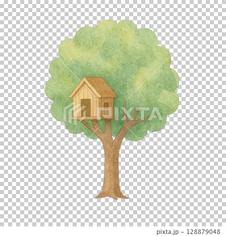 樹上のツリーハウスイラスト(PNG切り抜き) 樹上のツリーハウスイラスト(PNG切り抜き) 128879048