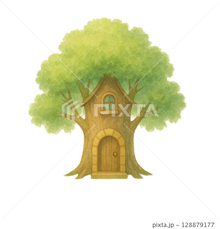 ツリーハウスイラスト(PNG切り抜き) ツリーハウスイラスト(PNG切り抜き) 128879177