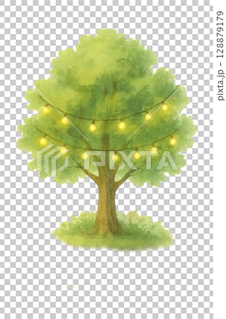 光るライトが彩る樹木イラスト(PNG切り抜き) 光るライトが彩る樹木イラスト(PNG切り抜き) 128879179