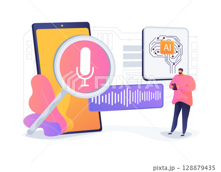 Voice Search Optimization Platforms abstract concept vector illustration. 128879435