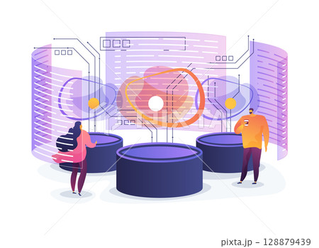 Interactive Virtual Showrooms abstract concept vector illustration. 128879439