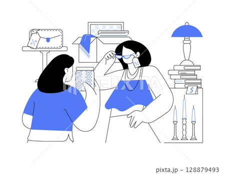 Flea market isolated cartoon vector illustrations. 128879493