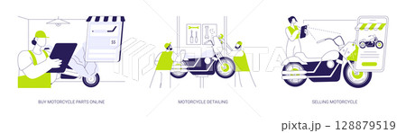 Motorcycle custom shop abstract concept vector illustrations. 128879519