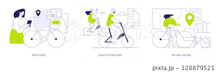 City bike rental abstract concept vector illustrations. City bike rental abstract concept vector illustrations. 128879521