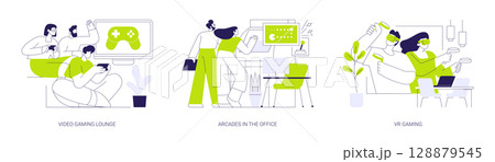 Office life entertainment isolated cartoon vector illustrations se 128879545