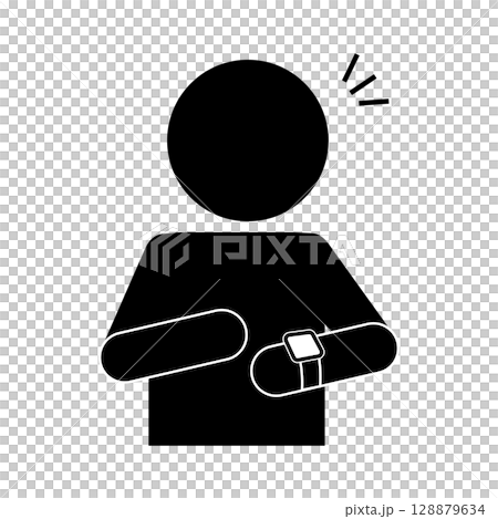 スマートウォッチを見る人のピクトグラム 128879634