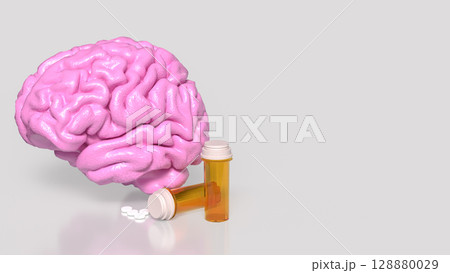 The Brain and drug for medical or sci concept 3d Rendering. 128880029