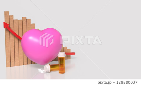 The Heart and Medicine for Health and Medical concept 3d Rendering. 128880037