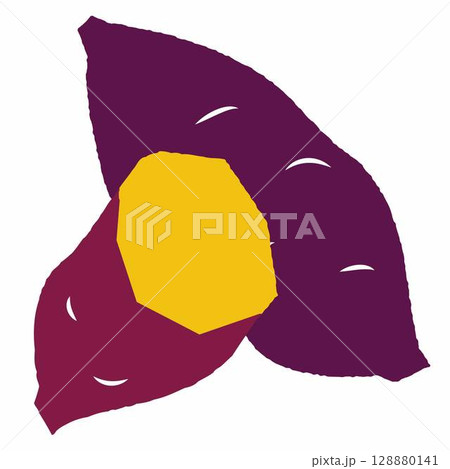 断面が描かれたさつまいものシンプルなイラスト 断面が描かれたさつまいものシンプルなイラスト 128880141