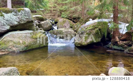An incredibly Serene Mountain Stream that features a Tranquil Flowing Water experience An incredibly Serene Mountain Stream that features a Tranquil Flowing Water experience 128880418