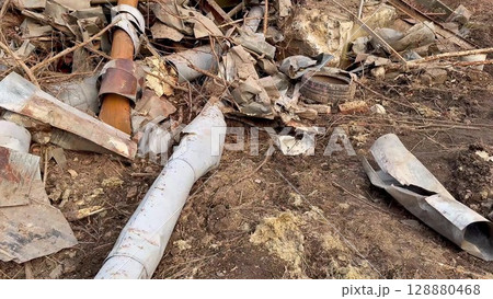 Debris and Remnants Remaining from a Recent Incident or Accident That Took Place Recently Debris and Remnants Remaining from a Recent Incident or Accident That Took Place Recently 128880468