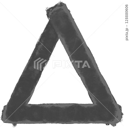 手描きの墨黒の三角形アイコン 128880606