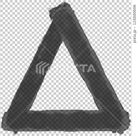 手描きの墨黒の三角形アイコン 128880606