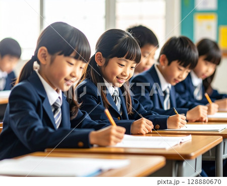 授業を受ける小学生 128880670