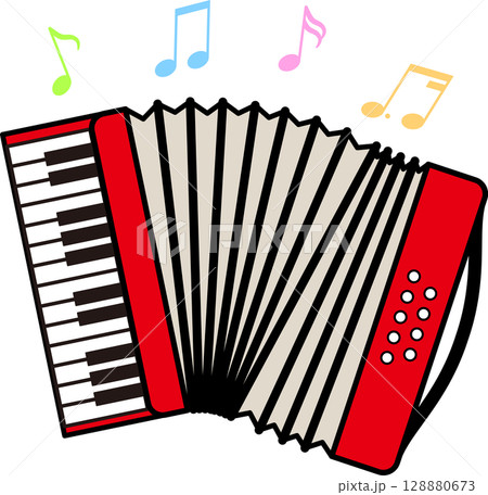 アコーディオン・赤 128880673