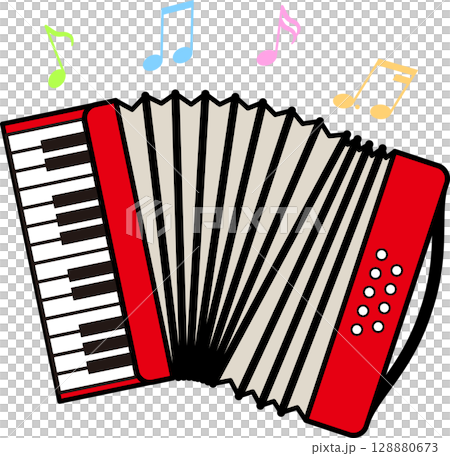 アコーディオン・赤 128880673