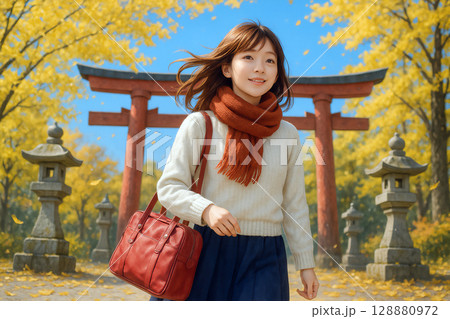 神社が通学路の女の子 神社が通学路の女の子 128880972
