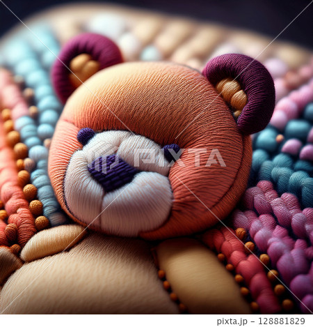 織模様の刺繍くま 織模様の刺繍くま 128881829