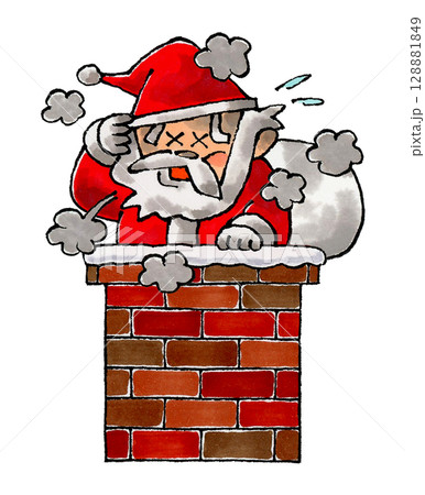 煙突で煤まみれのサンタクロース 128881849