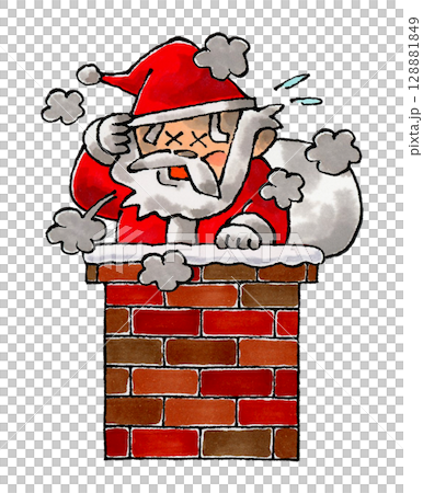 煙突で煤まみれのサンタクロース 128881849