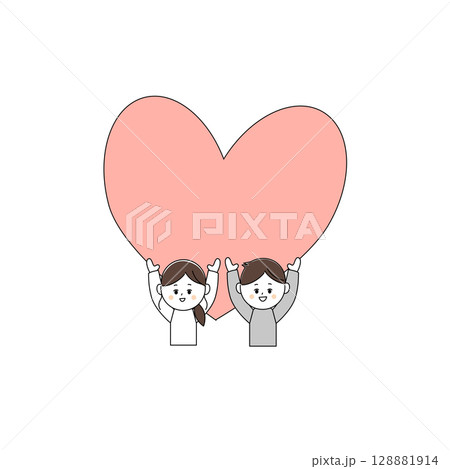 幸せそうな夫婦のイラスト素材 幸せそうな夫婦のイラスト素材 128881914