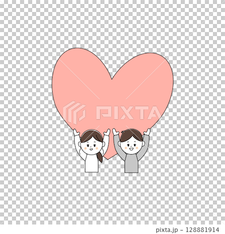 幸せそうな夫婦のイラスト素材 幸せそうな夫婦のイラスト素材 128881914