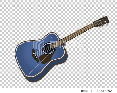 簡單的藍色原聲吉他插圖 簡單的藍色原聲吉他插圖 128881921
