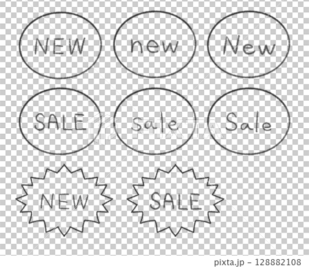 手寫新品與促銷字樣套裝 | 新品、促銷、促銷、新品、英文、字母、手寫 128882108