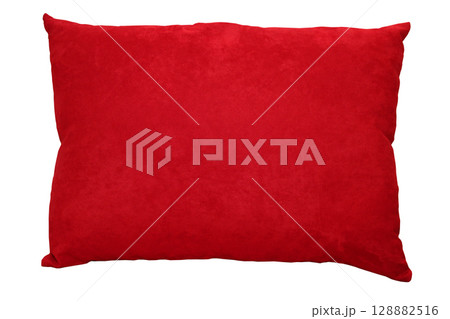 Red textile pillow isolated 128882516