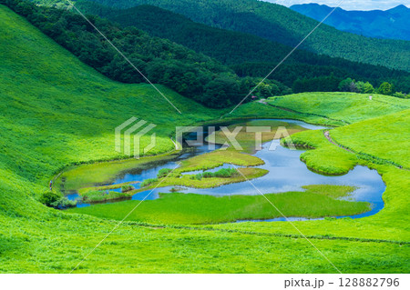 奈良県曽爾村　真夏の曽爾高原とお亀池 128882796