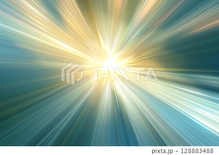 黄金の光が放射状に広がる抽象的なエネルギー背景 128883488