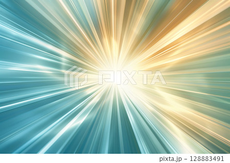 黄金の光が放射状に広がる抽象的なエネルギー背景 128883491