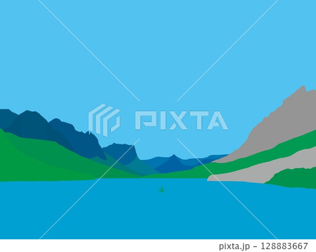 グレイシャー国立公園　glacier national park　モンタナ　アメリカ　夏 128883667