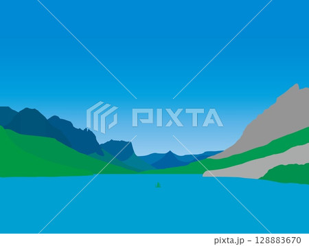 グレイシャー国立公園　glacier national park　モンタナ　アメリカ　夏 128883670