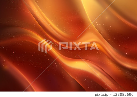 赤と金が揺らめく高級感とエネルギーを感じる抽象流体背景 128883696