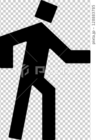 角張った人が歩く白黒のアイコン 角張った人が歩く白黒のアイコン 128883785