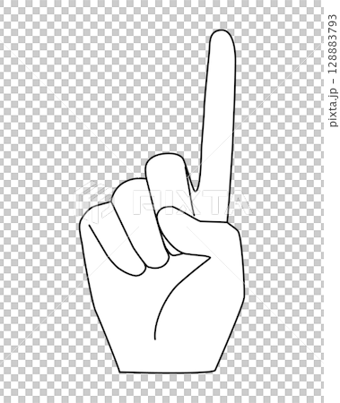 人差し指を立てた手　ベクター素材　白抜きイラスト 128883793