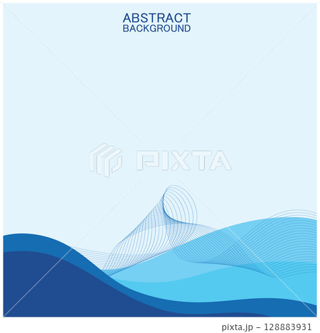 Abstract beach wave background design with blue vector combination, concept design for book cover, wallpaper, swimming pool, marine, lake 128883931
