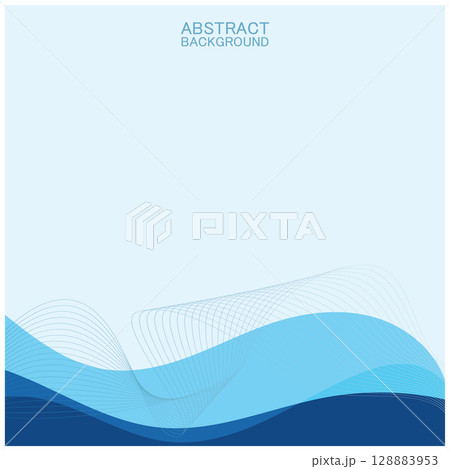 Abstract beach wave background design with blue vector combination, concept design for book cover, wallpaper, swimming pool, marine, lake 128883953