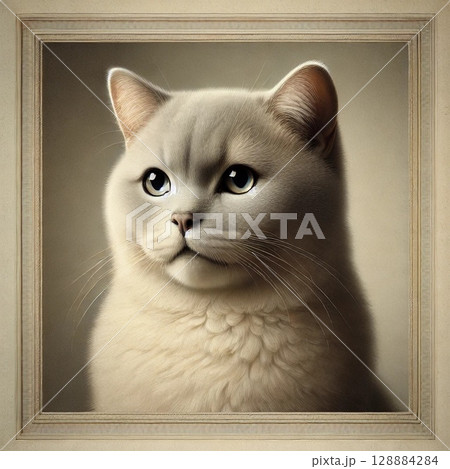 物憂げな猫の肖像画 128884284