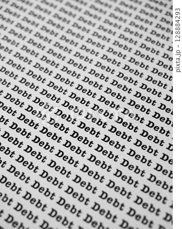 Words Debt Seamless print on paper for business background. 128884293