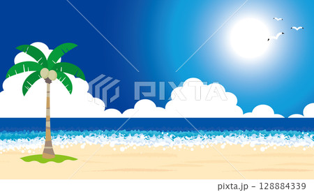 南国の美しいビーチと紺碧の空 128884339