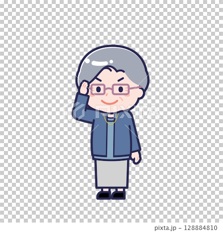 Senior in plain clothes / diagonal / female 02 128884810