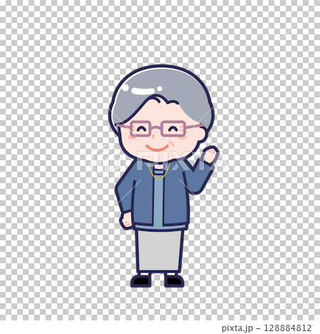 Senior in plain clothes / diagonal / female 04 128884812