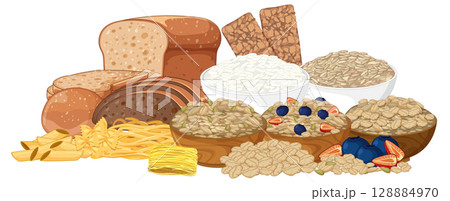 Variety of Healthy Grain-Based Foods Variety of Healthy Grain-Based Foods 128884970