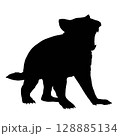 威嚇するタスマニアデビルのシルエットイラスト 128885134