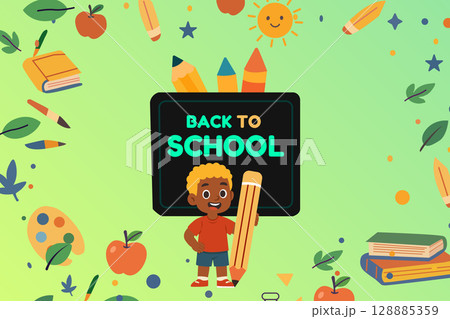 Back to School Kid with Blackboard Back to School Kid with Blackboard 128885359